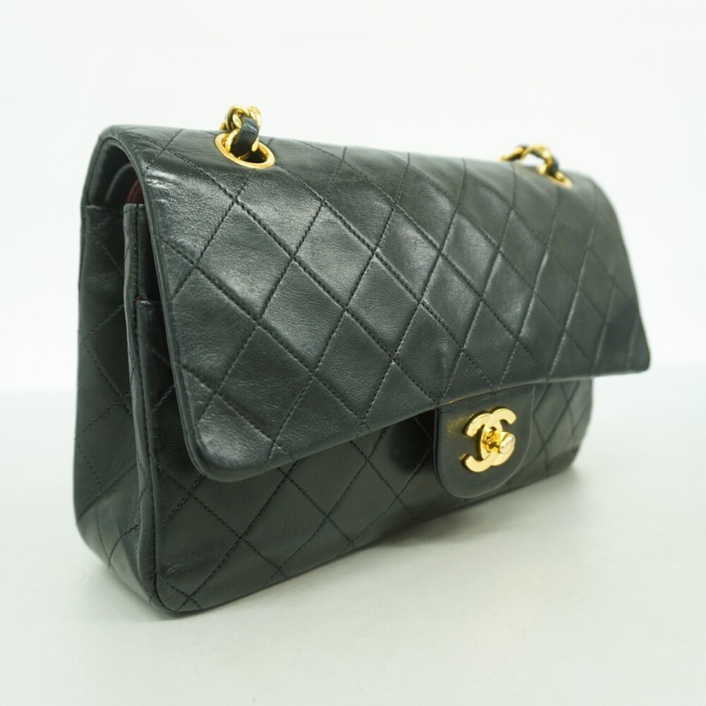 Chanel Matelass√© Shoulder Bag, Double Flap, Chain, Lambskin, Black, Women's - Picture 2 of 11